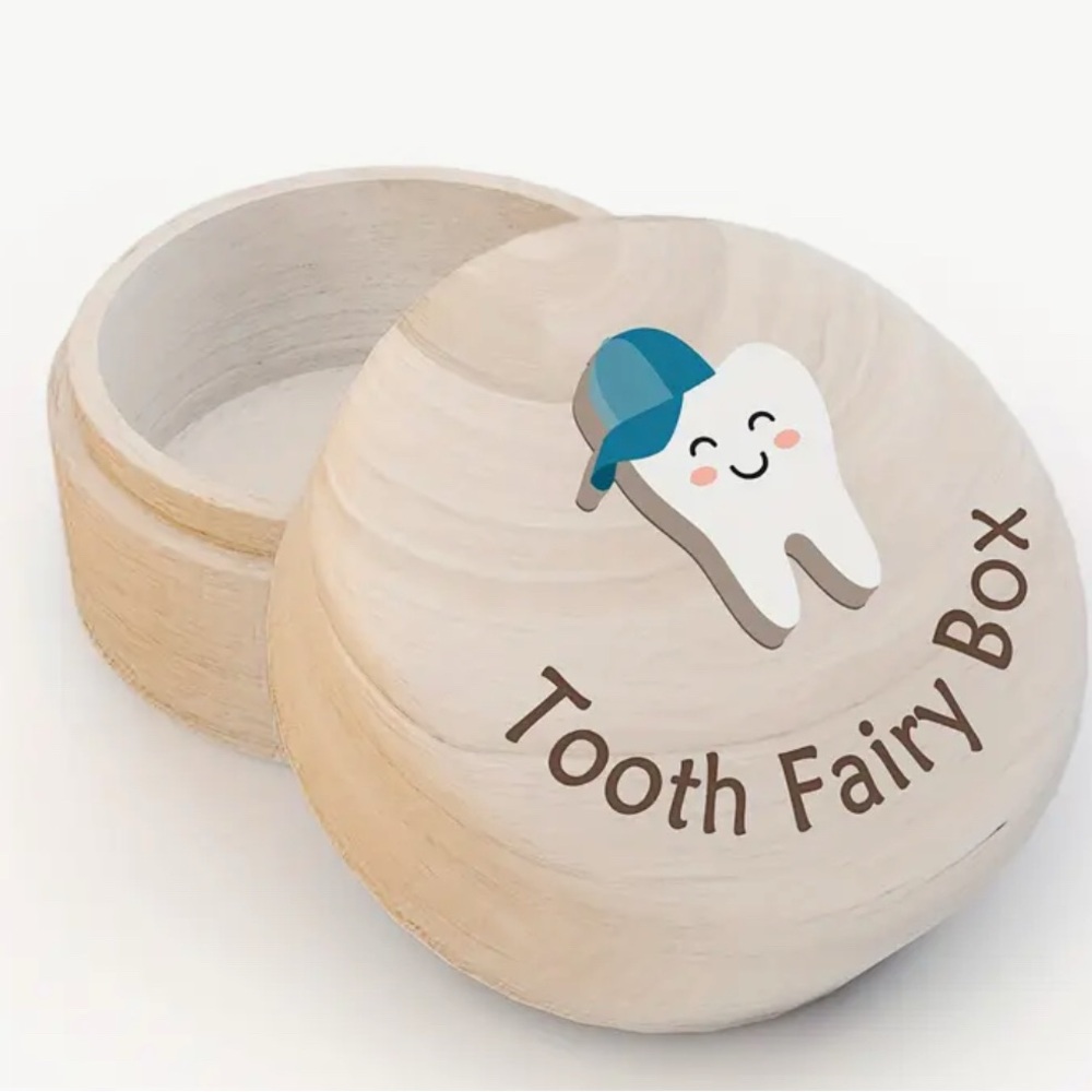 Tooth Fairy Wooden Keepsake Box Blue Baseball Cap for Boys